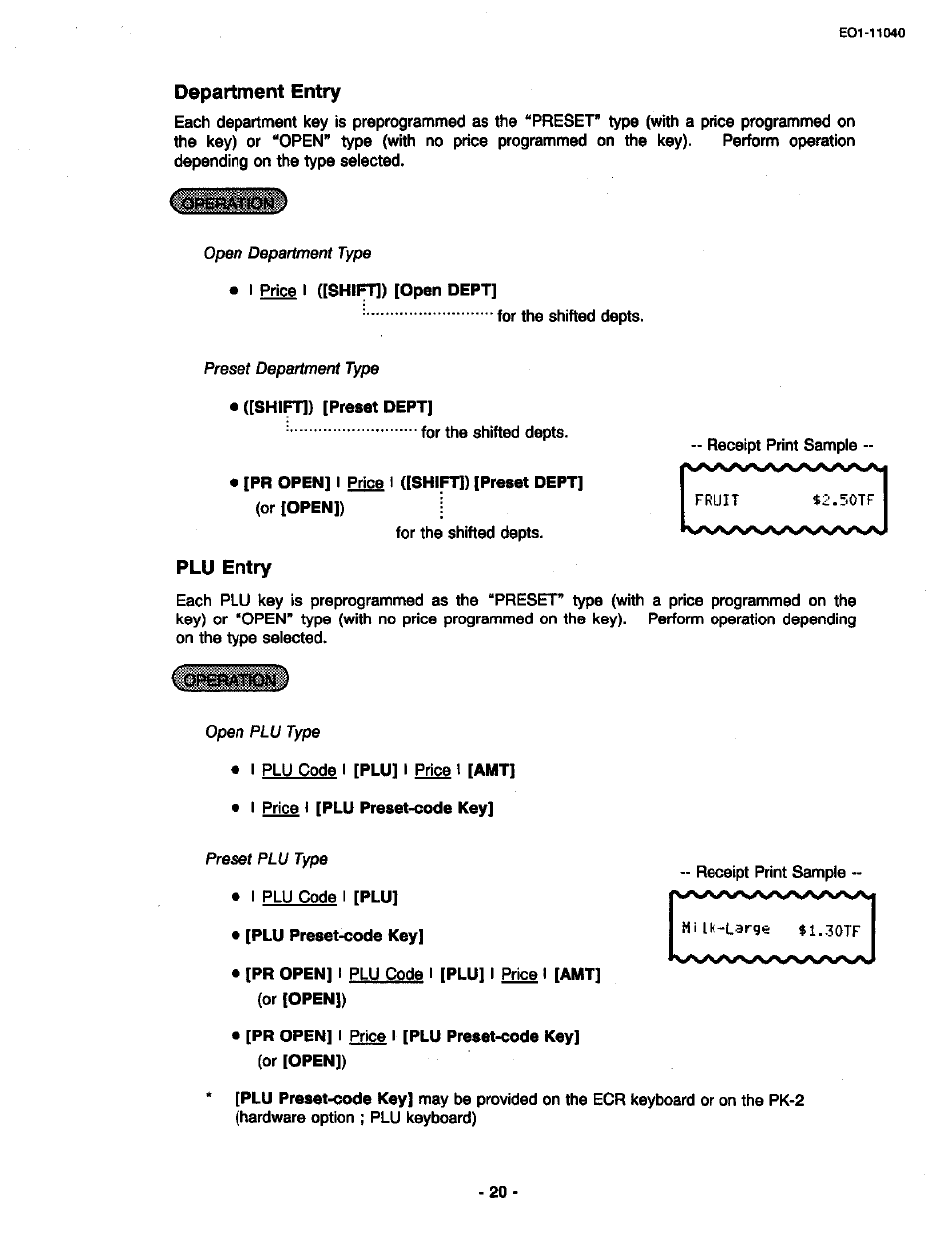 Department entry, Plu entry | Toshiba TEC MA-1700 User Manual | Page 26 / 158