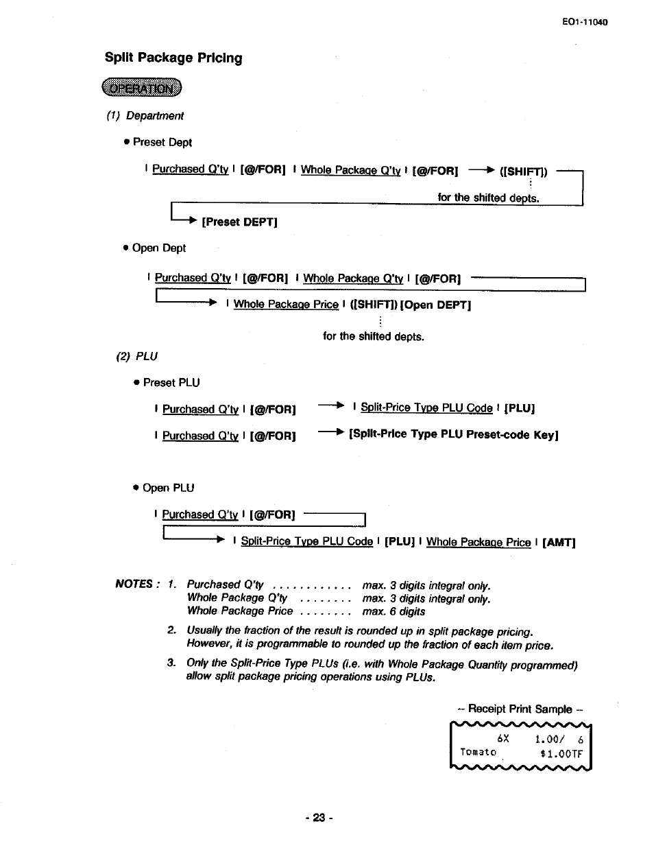 Split package pricing | Toshiba TEC MA-1700 User Manual | Page 29 / 158