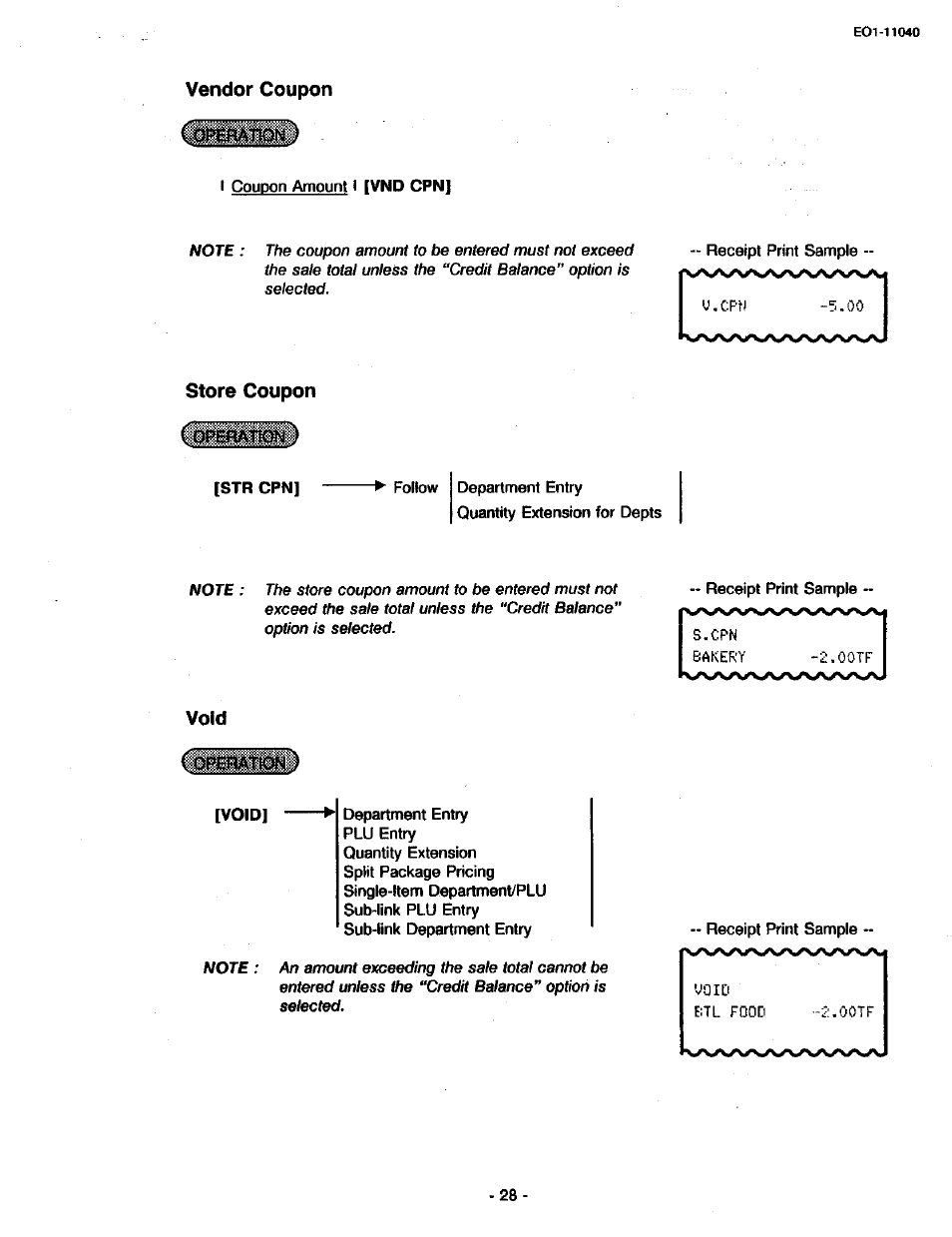 Vendor coupon, Store coupon, Void | Toshiba TEC MA-1700 User Manual | Page 34 / 158