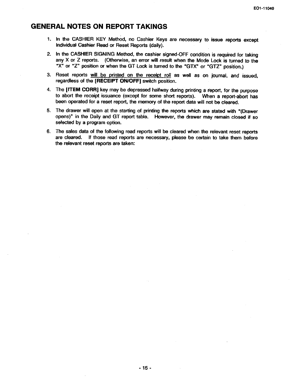 General notes on report takings | Toshiba TEC MA-1700 User Manual | Page 83 / 158