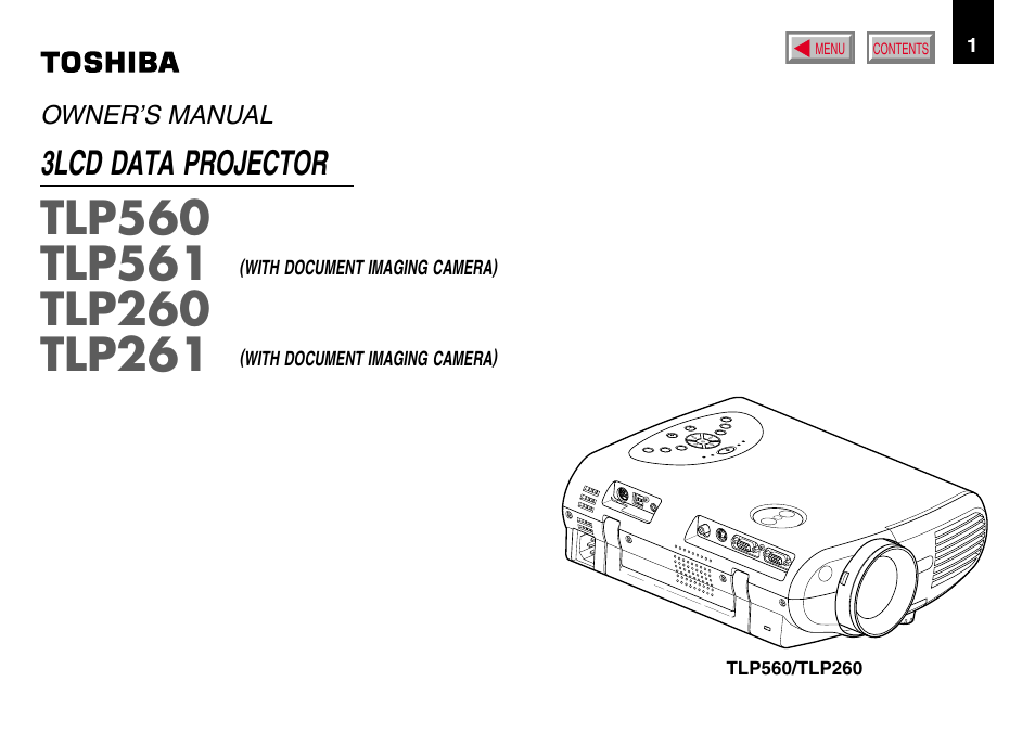 Toshiba TLP560 User Manual | 78 pages