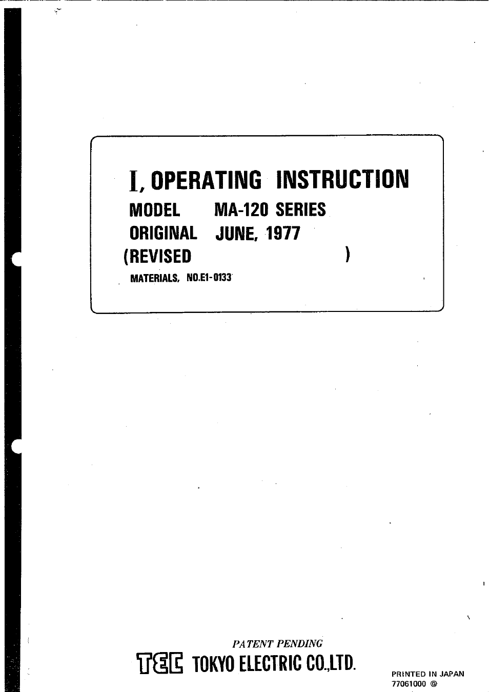 Toshiba MA-120 Series User Manual | 19 pages