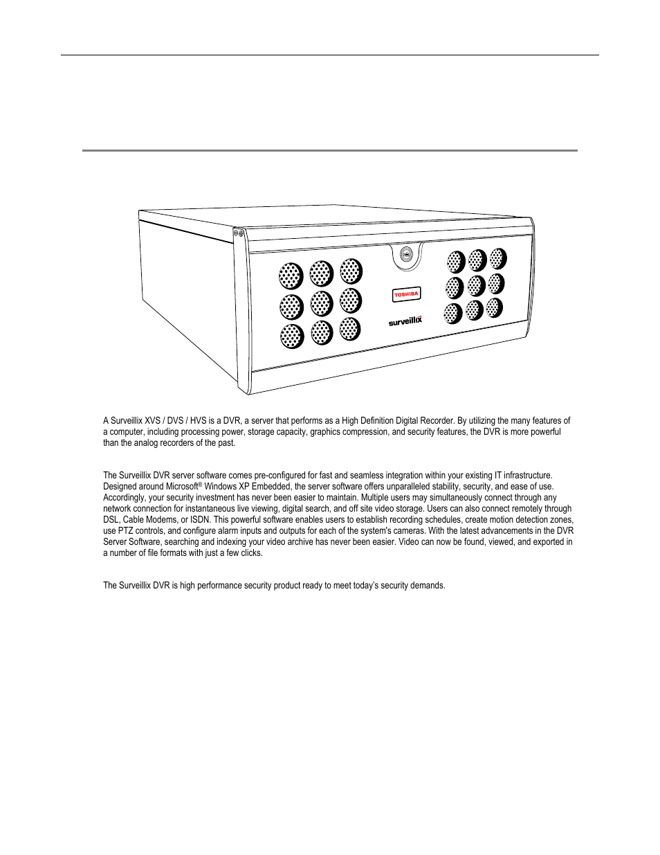 Introduction, Product description | Toshiba Surveillix XVS Series User Manual | Page 15 / 45