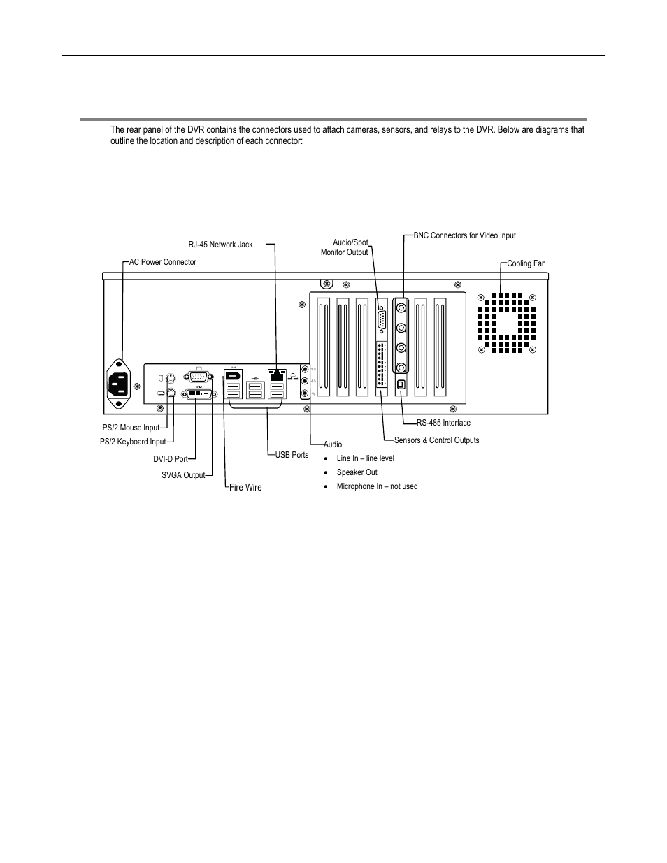 Rear panel connectors, Xvs 4 channel | Toshiba Surveillix XVS Series User Manual | Page 20 / 45