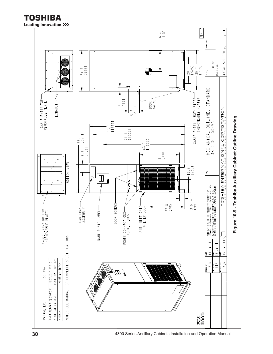 Toshiba AUXILIARY CABINET 431M User Manual | Page 38 / 64