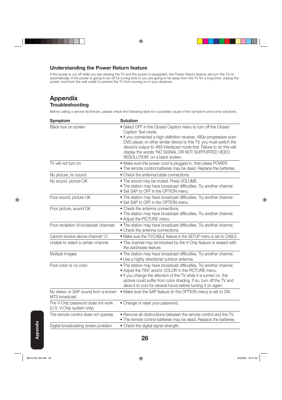 Appendix | Toshiba 27D47 User Manual | Page 26 / 30