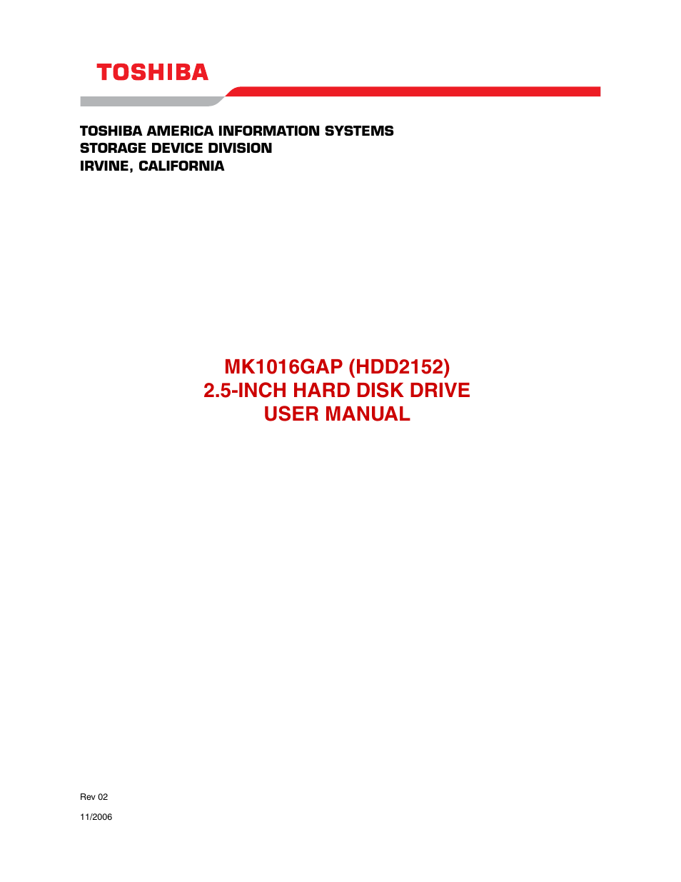 Toshiba MK1016GAP User Manual | 11 pages