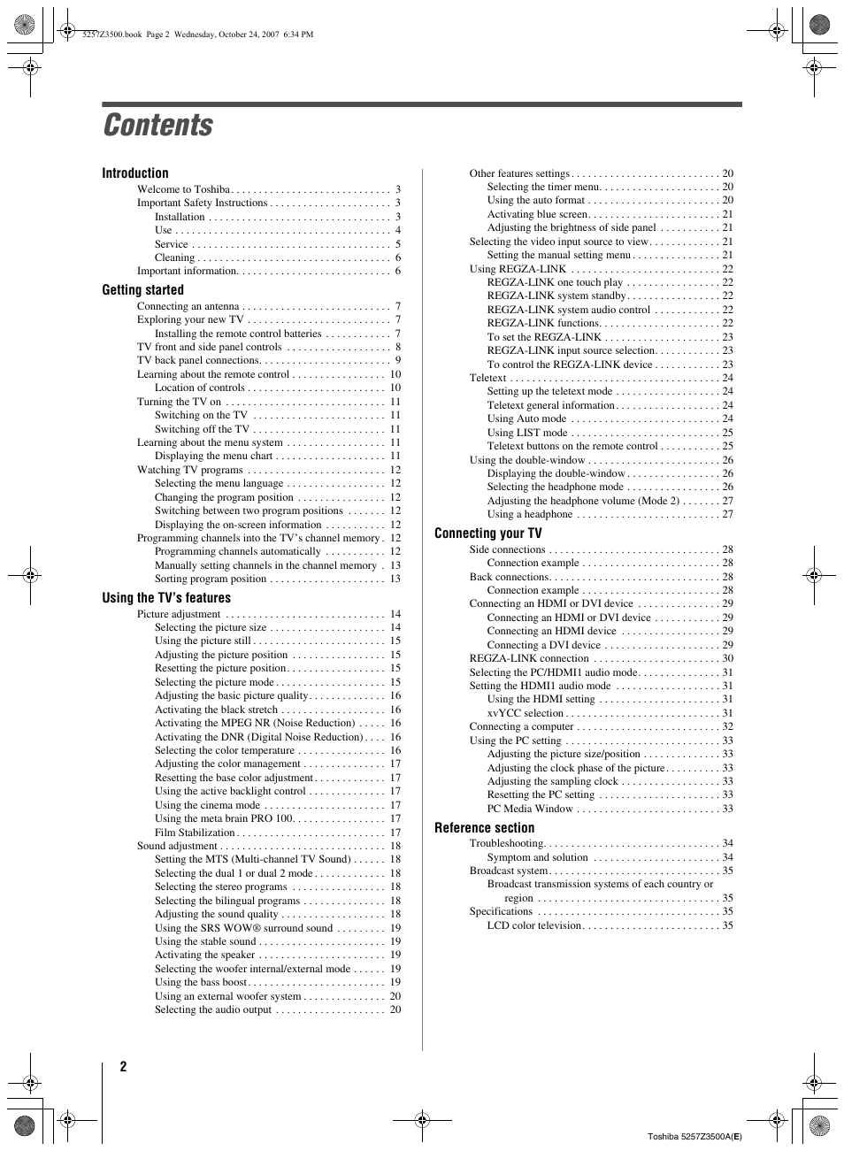 Toshiba VX1A00054000 User Manual | Page 2 / 36