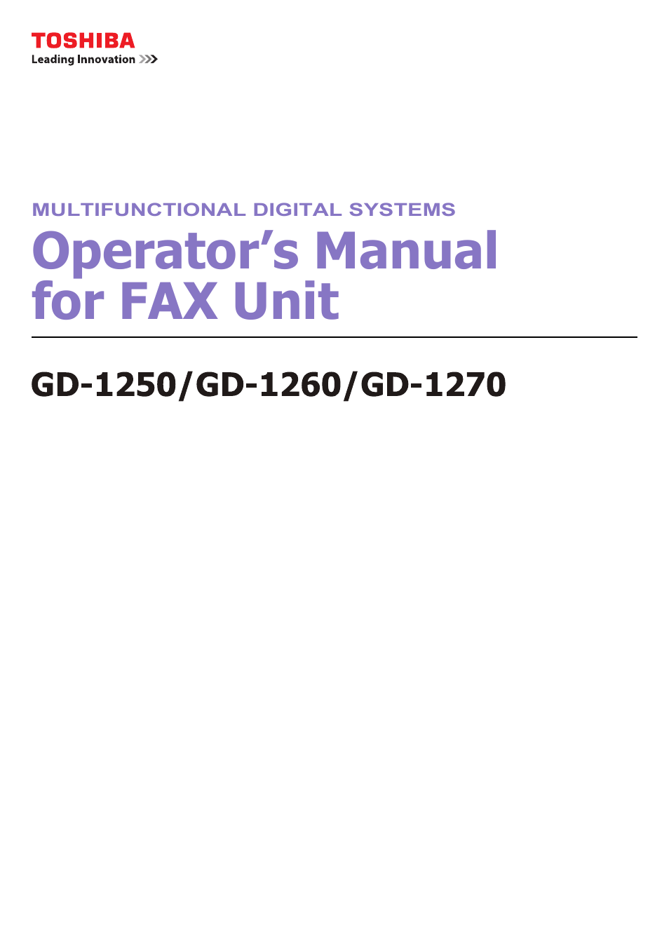 Toshiba GD-1250 User Manual | 120 pages