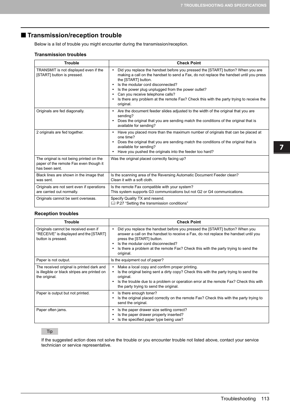 Transmission/reception trouble | Toshiba GD-1250 User Manual | Page 115 / 120