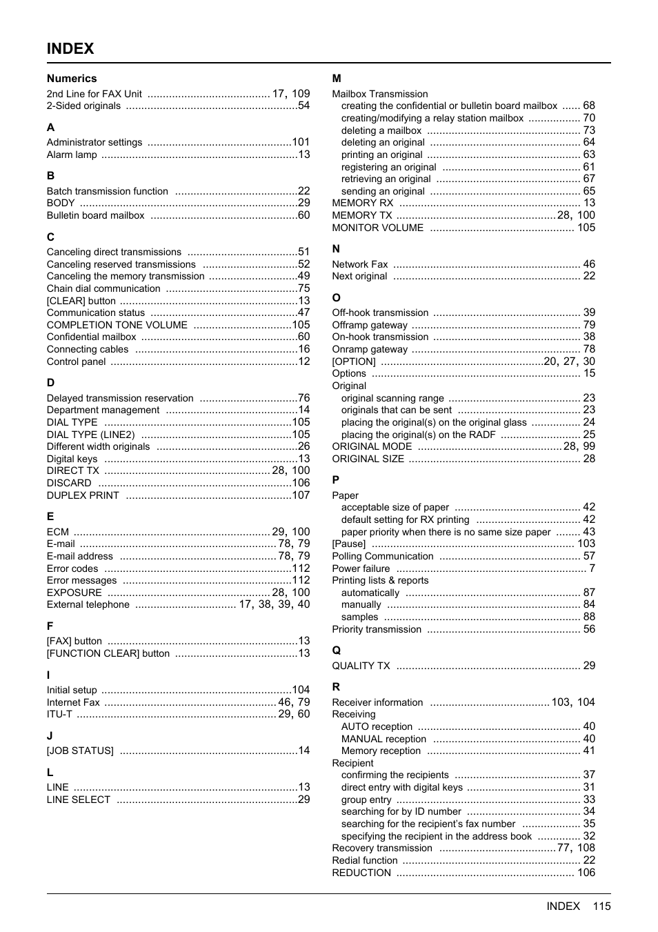 Index | Toshiba GD-1250 User Manual | Page 117 / 120