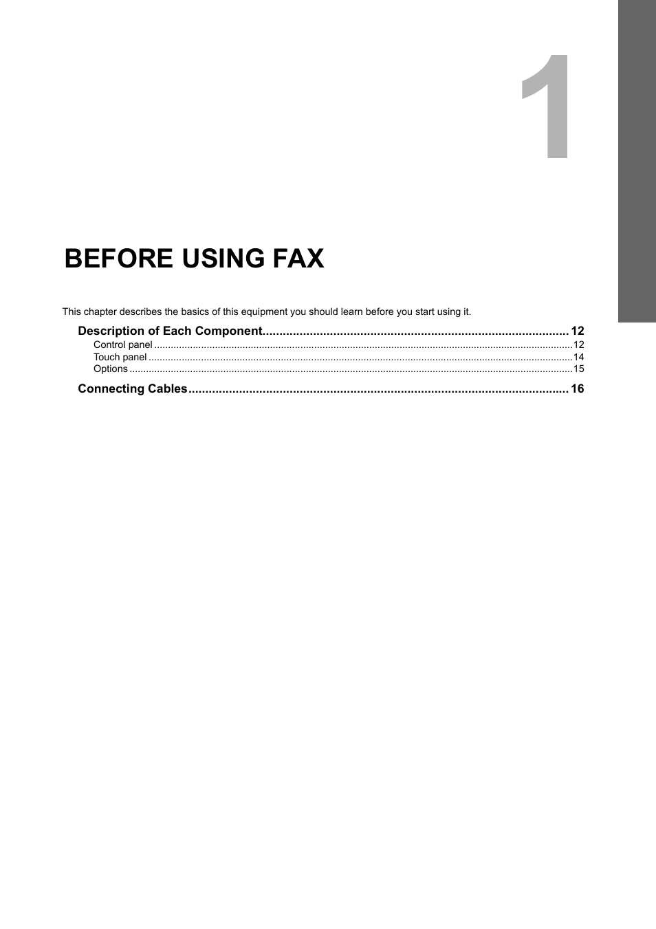 Before using fax, Chapter 1 | Toshiba GD-1250 User Manual | Page 13 / 120