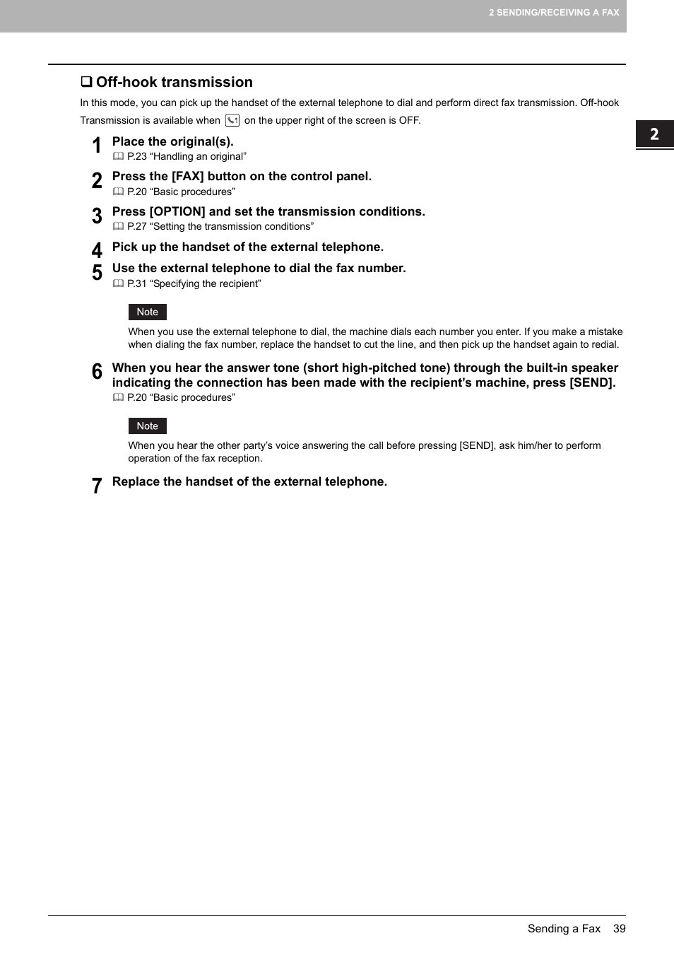 Off-hook transmission | Toshiba GD-1250 User Manual | Page 41 / 120