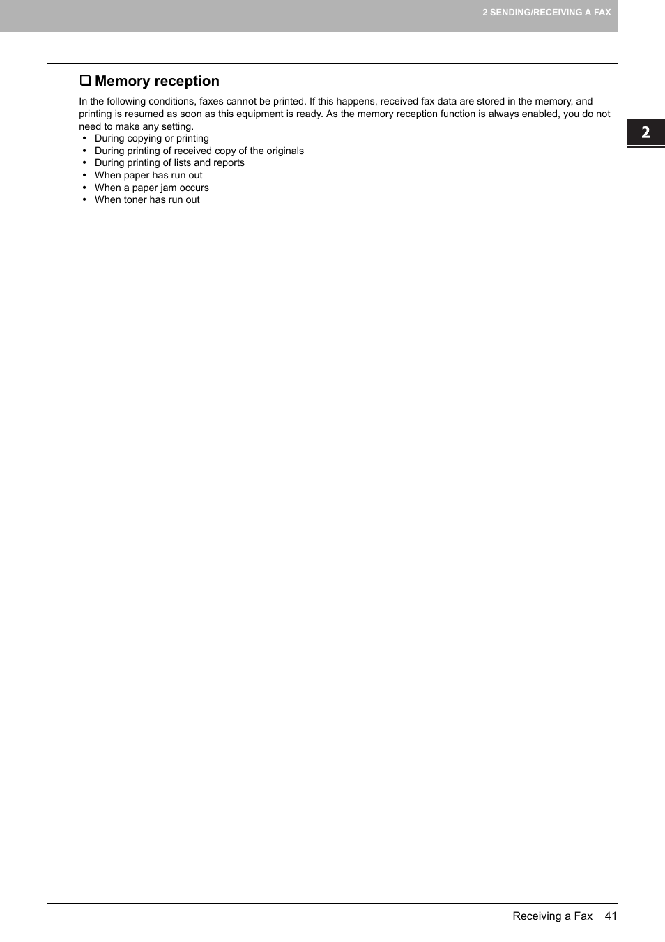 Memory reception | Toshiba GD-1250 User Manual | Page 43 / 120