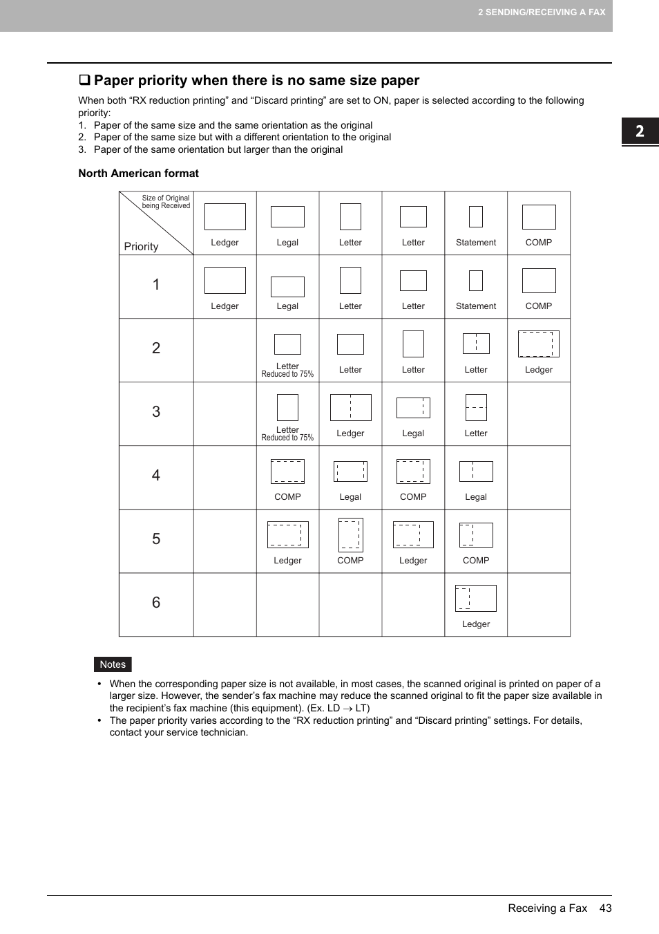 Paper priority when there is no same size paper | Toshiba GD-1250 User Manual | Page 45 / 120