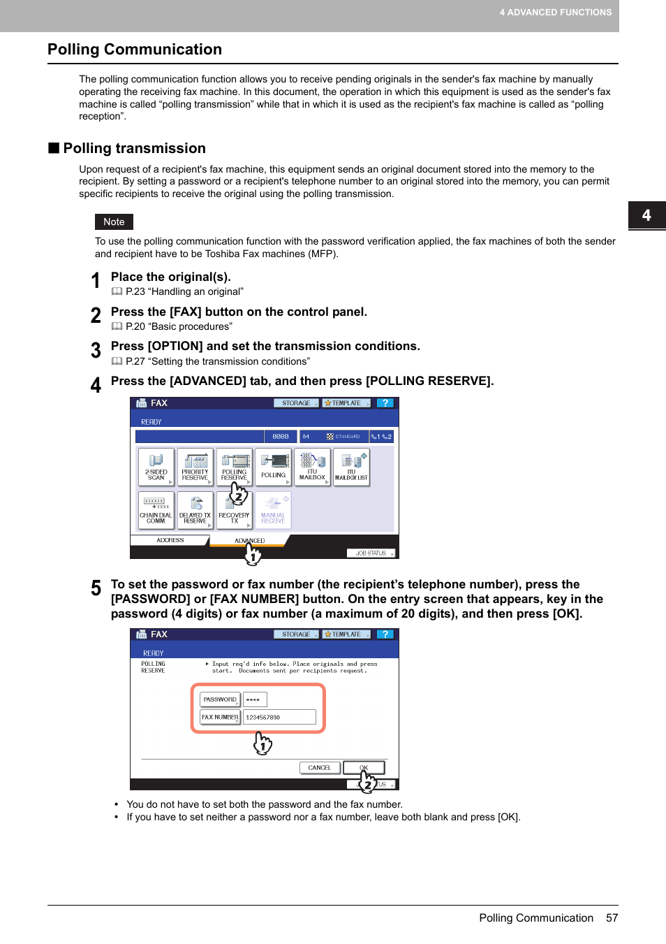 Polling communication, Polling transmission, P.57 “polling communication | Toshiba GD-1250 User Manual | Page 59 / 120