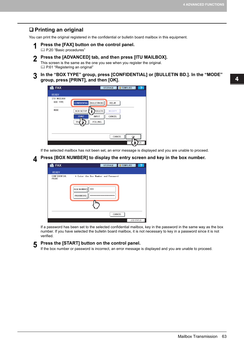 Printing an original | Toshiba GD-1250 User Manual | Page 65 / 120