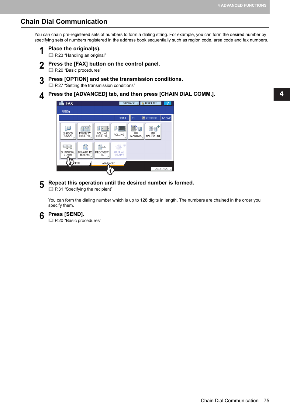 Chain dial communication | Toshiba GD-1250 User Manual | Page 77 / 120