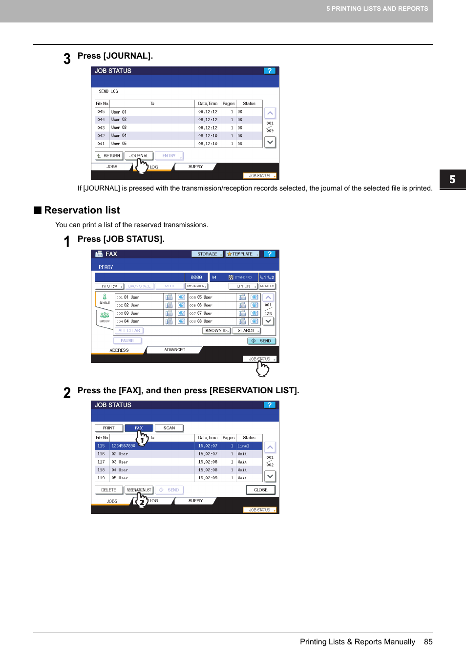 Reservation list | Toshiba GD-1250 User Manual | Page 87 / 120