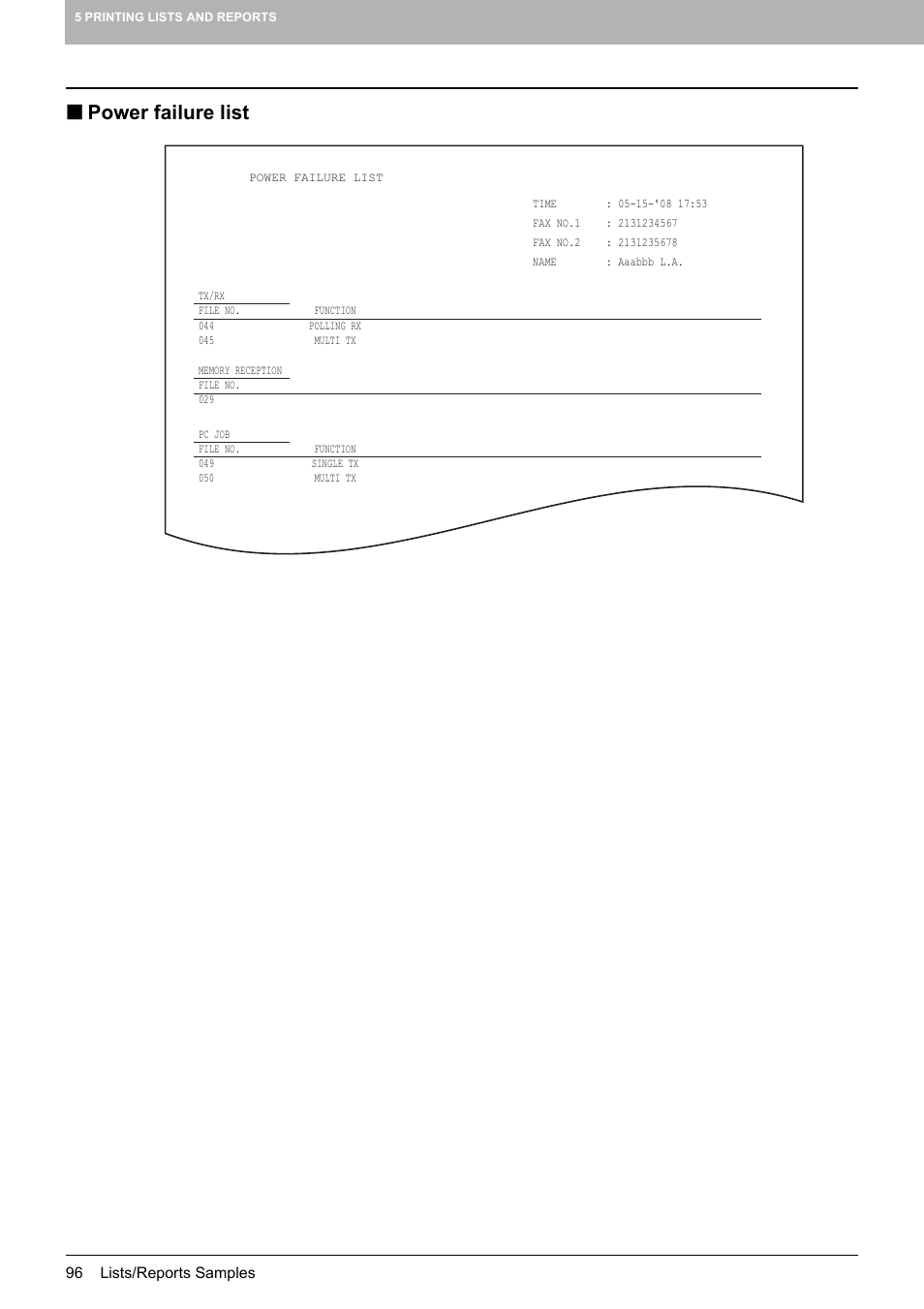 Power failure list | Toshiba GD-1250 User Manual | Page 98 / 120