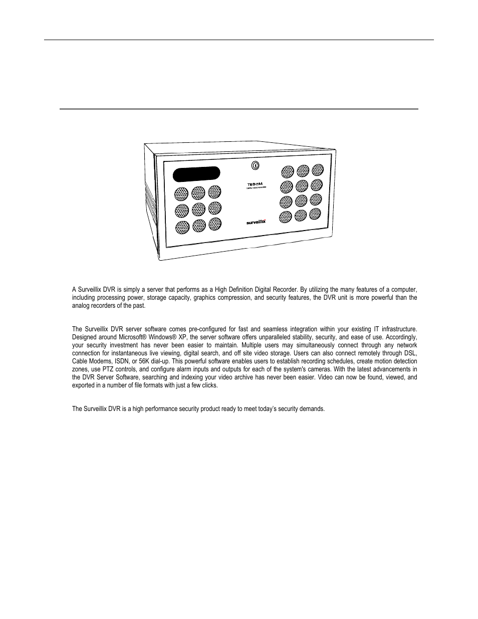 Introduction, Product description | Toshiba SURVEILLIX DVR16-X User Manual | Page 15 / 45