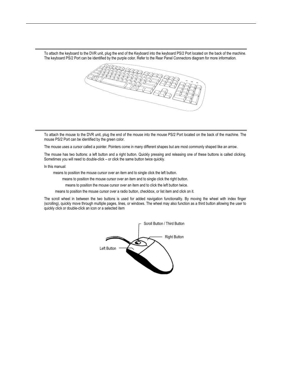 Keyboard setup, Mouse setup | Toshiba SURVEILLIX DVR16-X User Manual | Page 30 / 45