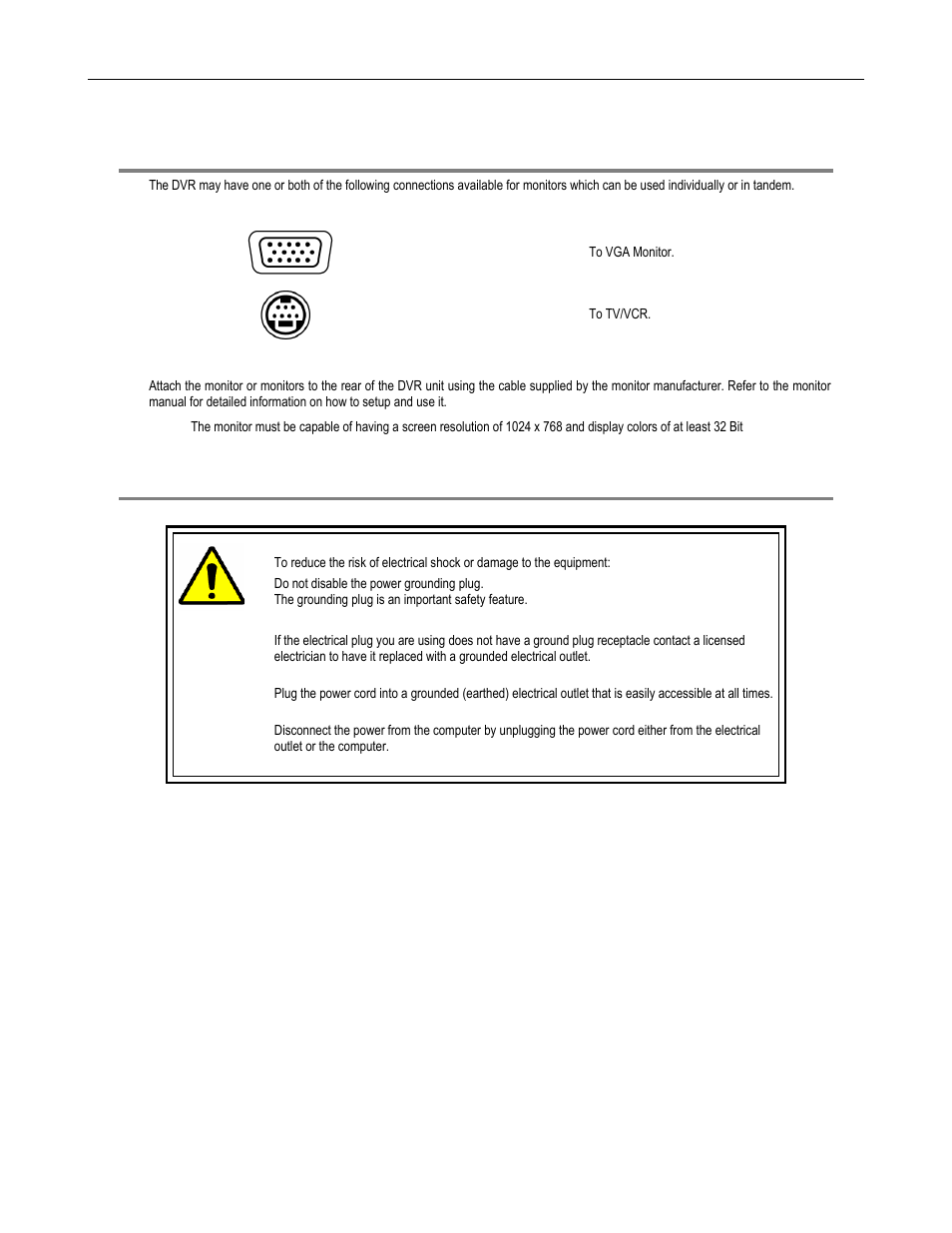 Monitor setup, Power setup | Toshiba SURVEILLIX DVR16-X User Manual | Page 31 / 45