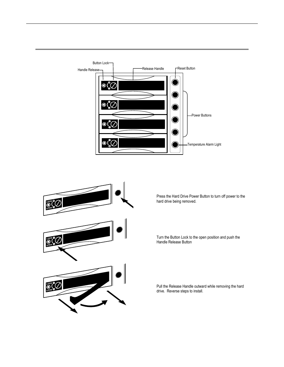 Hard drive array, Swapping a hard drive | Toshiba SURVEILLIX DVR16-X User Manual | Page 36 / 45