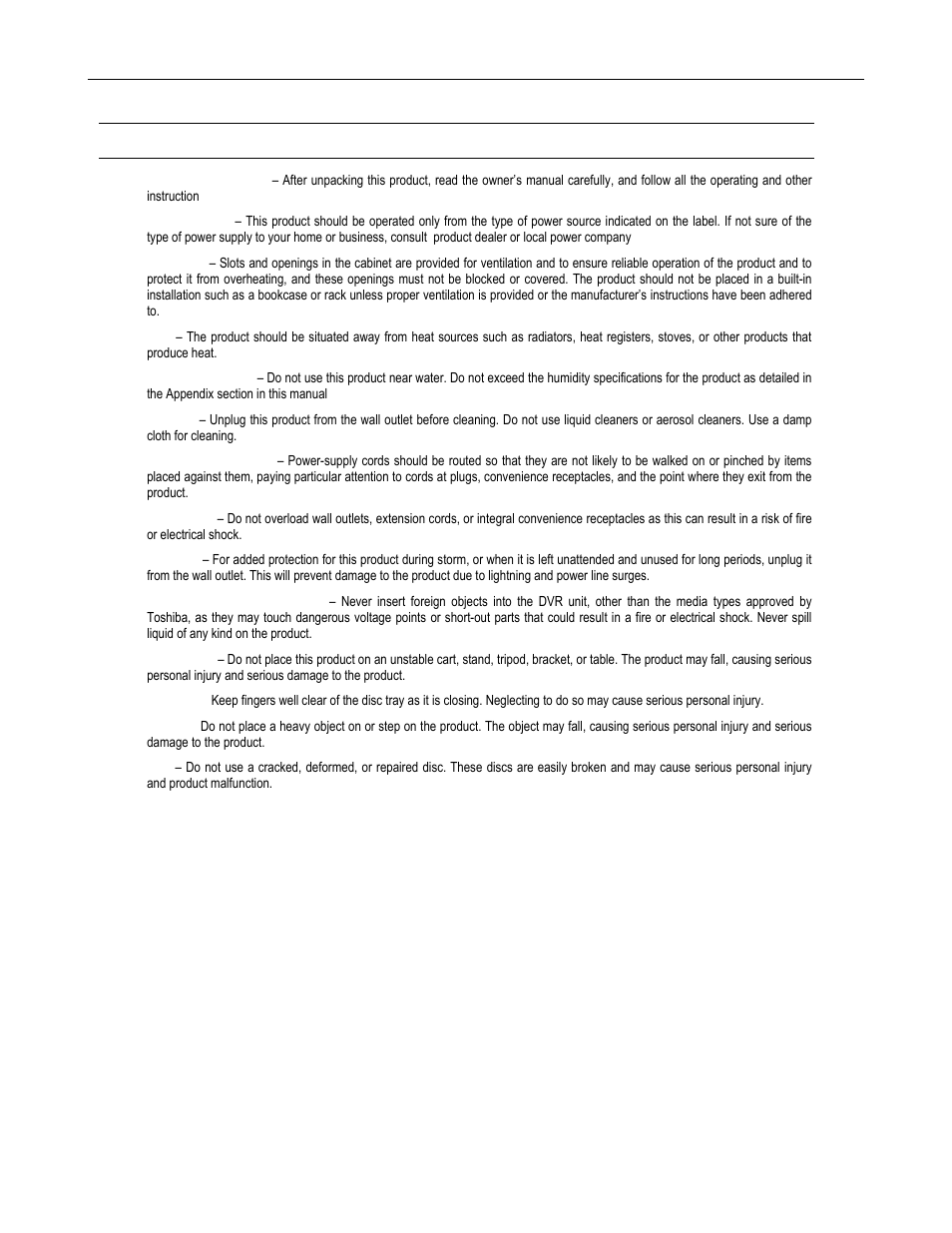 Important safeguards | Toshiba SURVEILLIX DVR16-X User Manual | Page 4 / 45