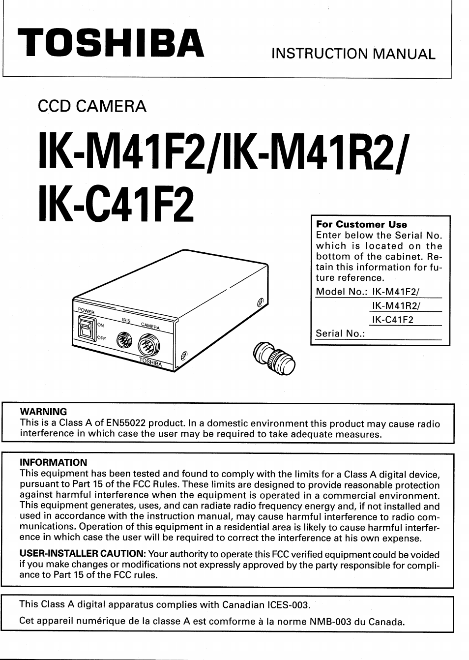 Toshiba IK-M41R2 User Manual | 32 pages
