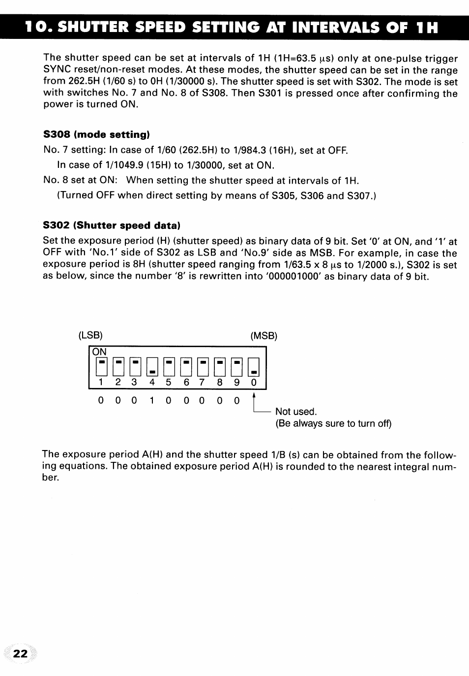 Shutter speed setting at intervals of 1 h | Toshiba IK-M41R2 User Manual | Page 22 / 32
