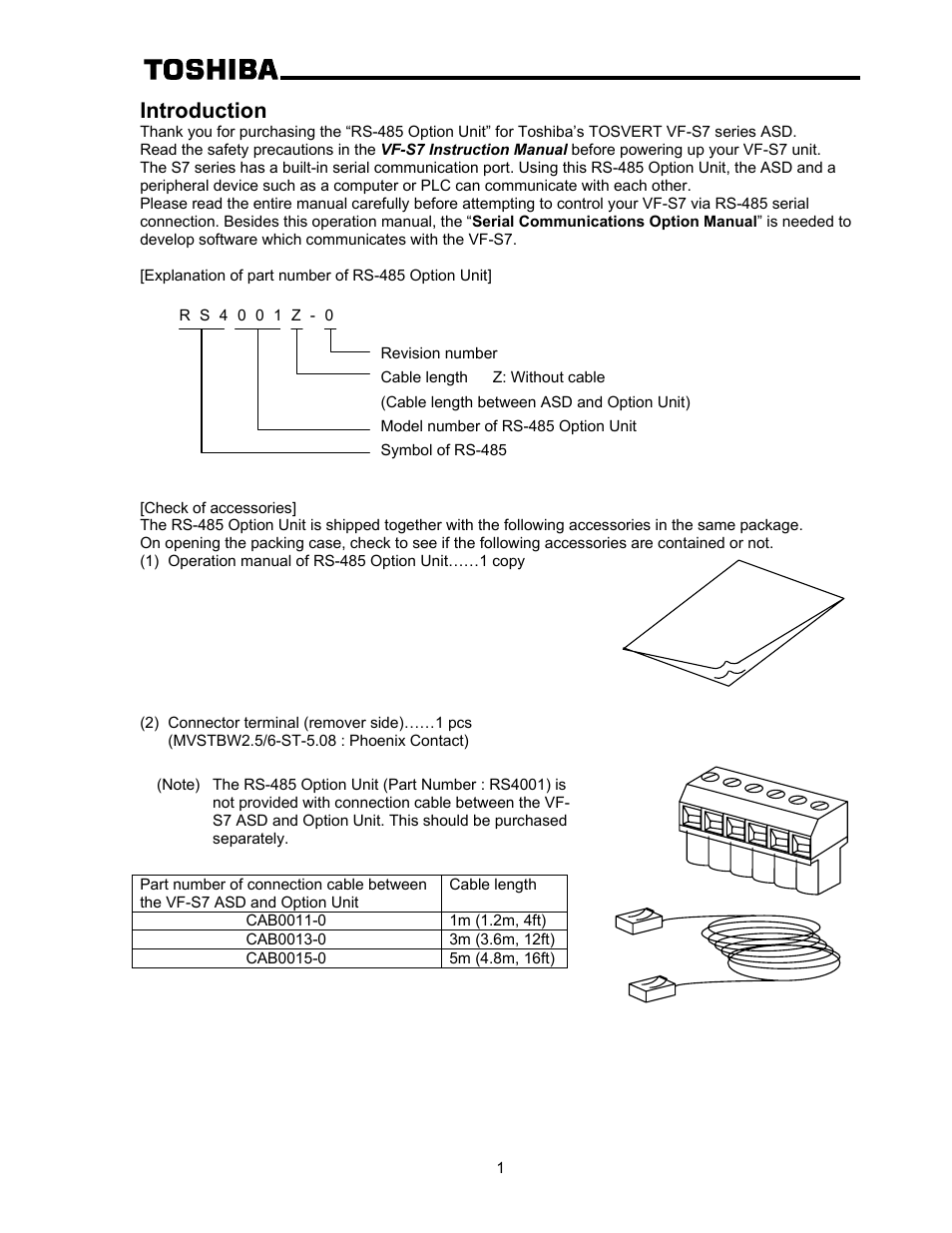 Introduction | Toshiba RS-485 User Manual | Page 2 / 10