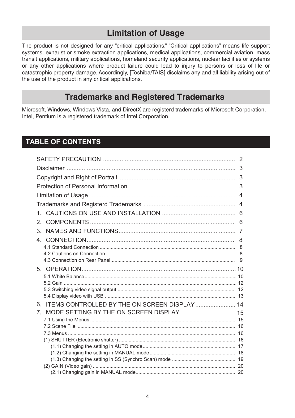 Toshiba IK-HR2D User Manual | Page 4 / 30