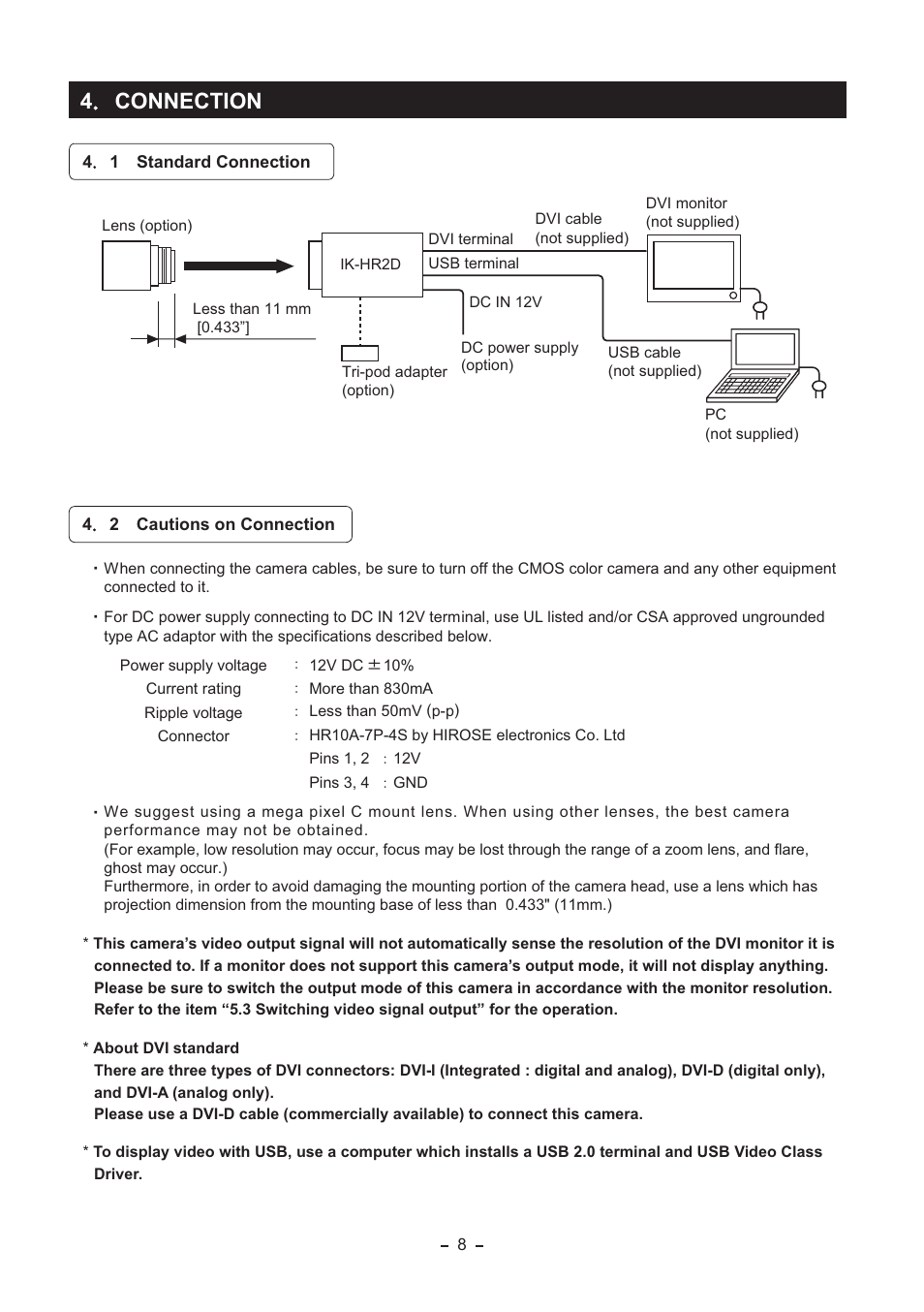 4 connection | Toshiba IK-HR2D User Manual | Page 8 / 30