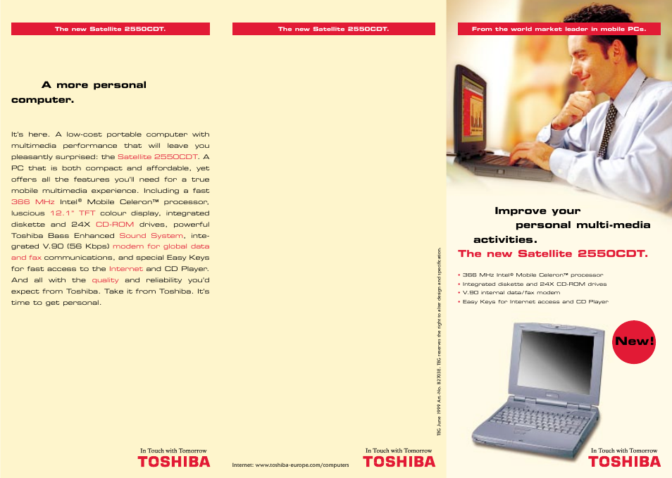 Toshiba 2550CDT User Manual | 2 pages