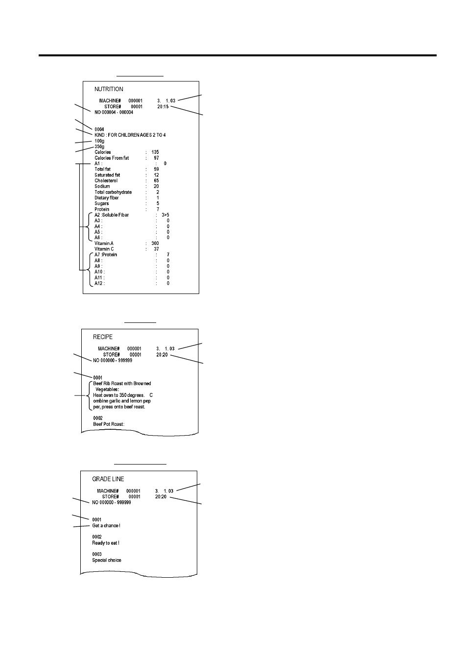 Nutrition, Recipe, Grade line | Toshiba SL-5300 Series User Manual | Page 209 / 224