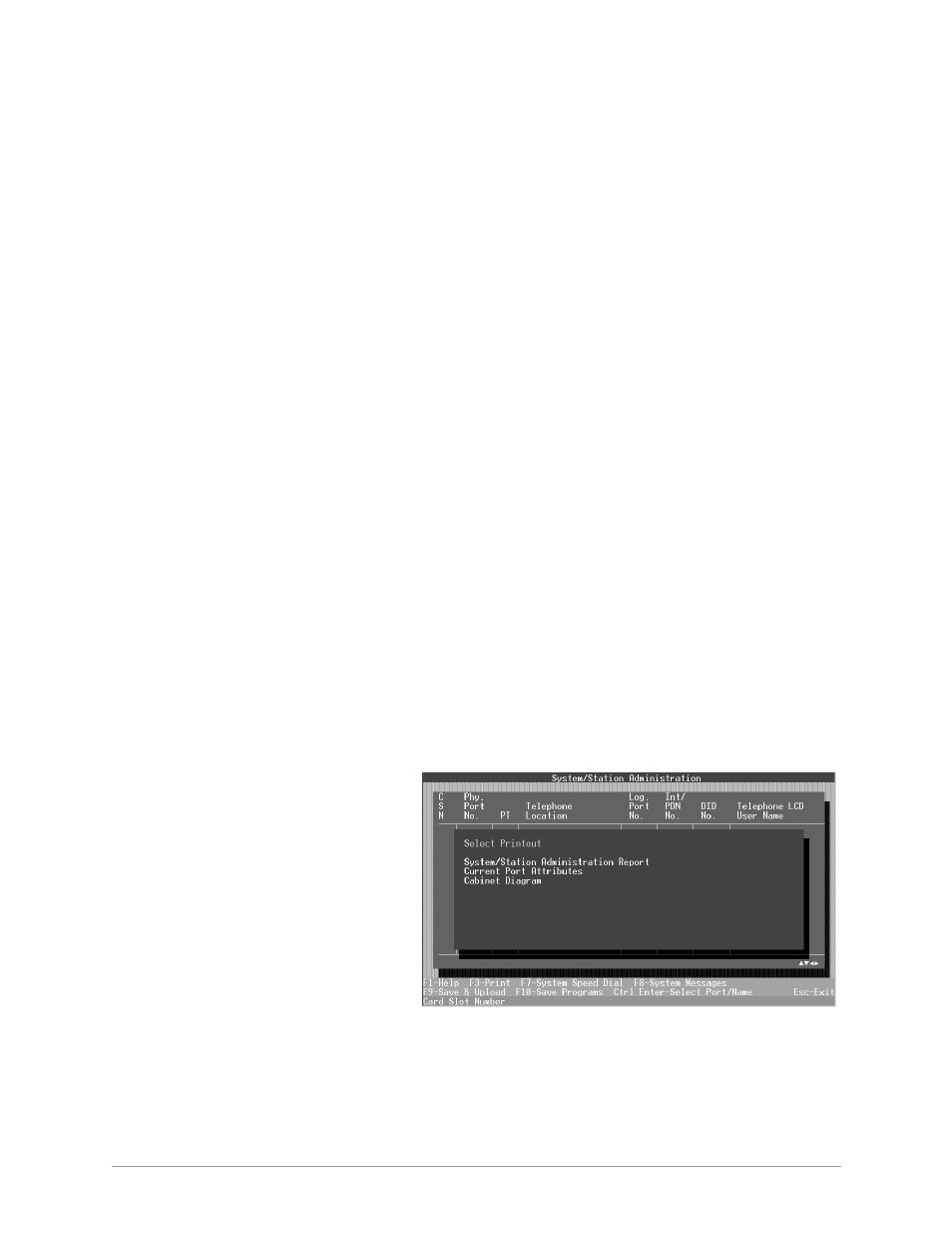 Printing port/station information (f3) | Toshiba Strata DK Backup User Manual | Page 57 / 178