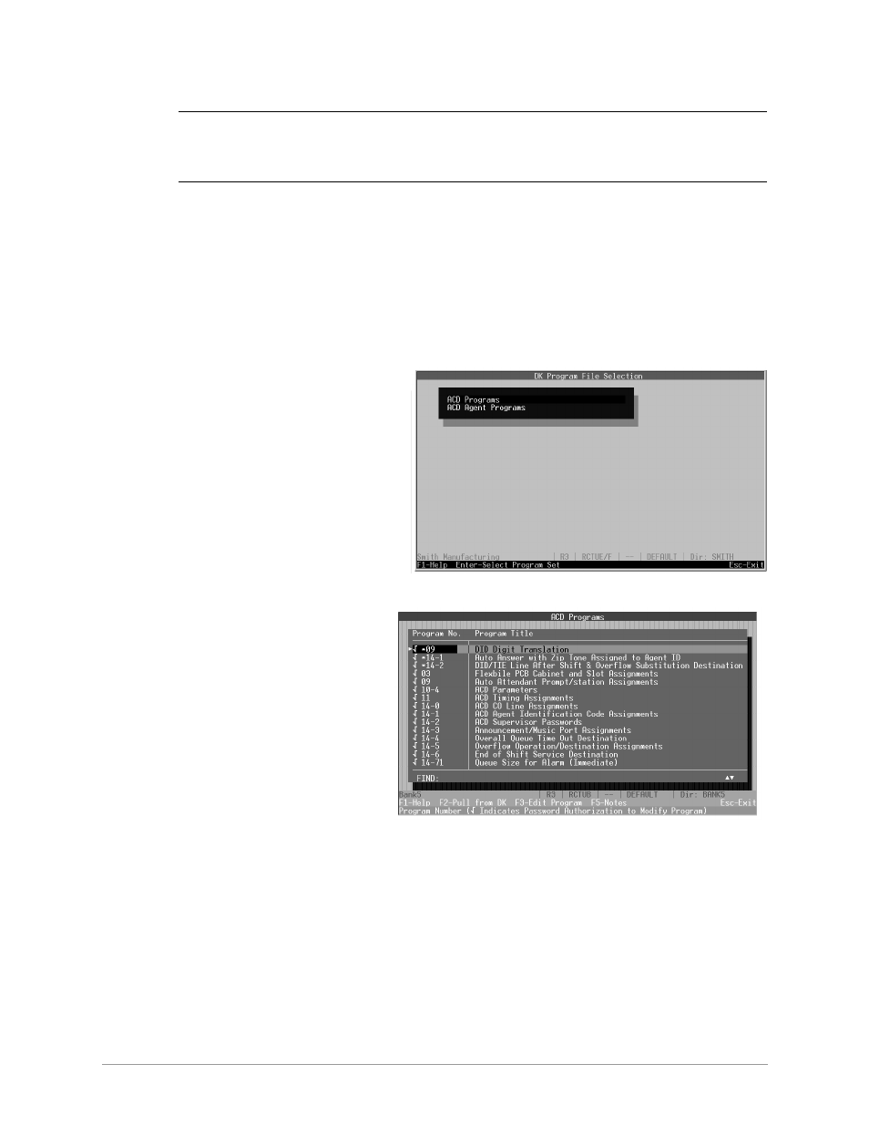 Acd administration, Acd programs | Toshiba Strata DK Backup User Manual | Page 80 / 178