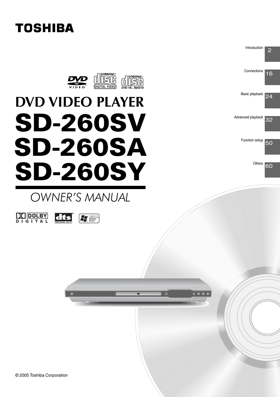 Toshiba SD-260SV User Manual | 61 pages