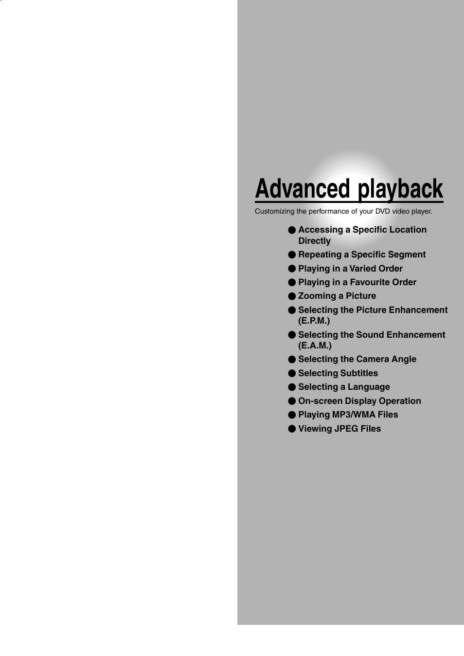 Advanced playback | Toshiba SD-260SV User Manual | Page 29 / 61