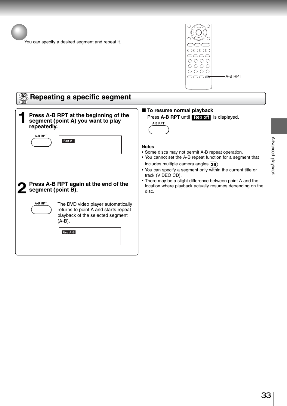 Repeating a specific segment | Toshiba SD-260SV User Manual | Page 31 / 61