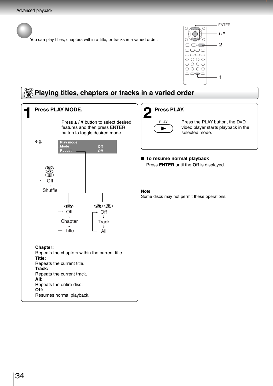 Playing in a varied order | Toshiba SD-260SV User Manual | Page 32 / 61