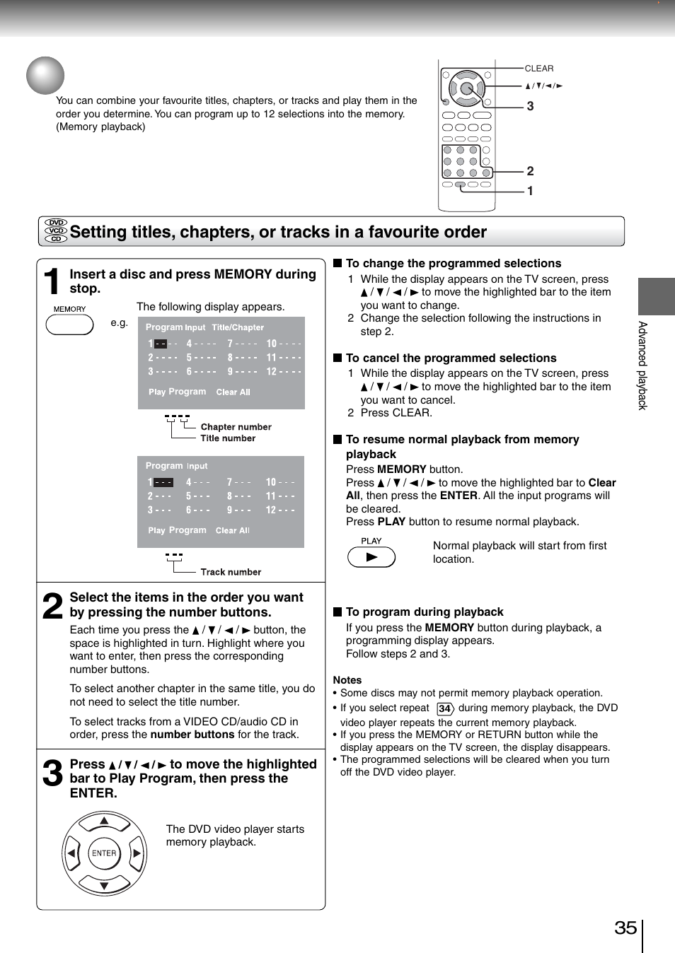 Playing in a favourite order | Toshiba SD-260SV User Manual | Page 33 / 61