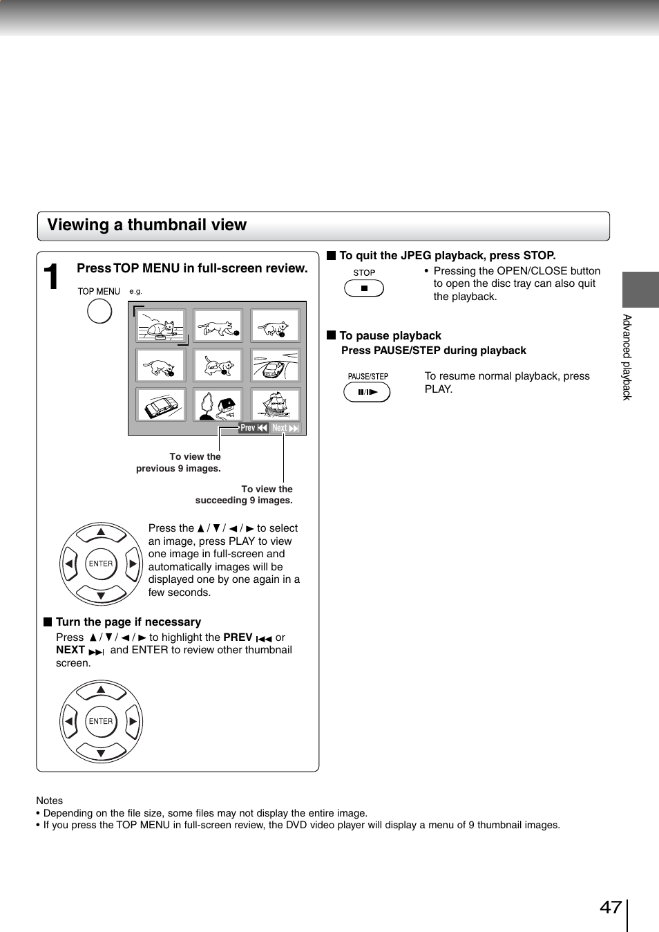 Viewing a thumbnail view | Toshiba SD-260SV User Manual | Page 45 / 61