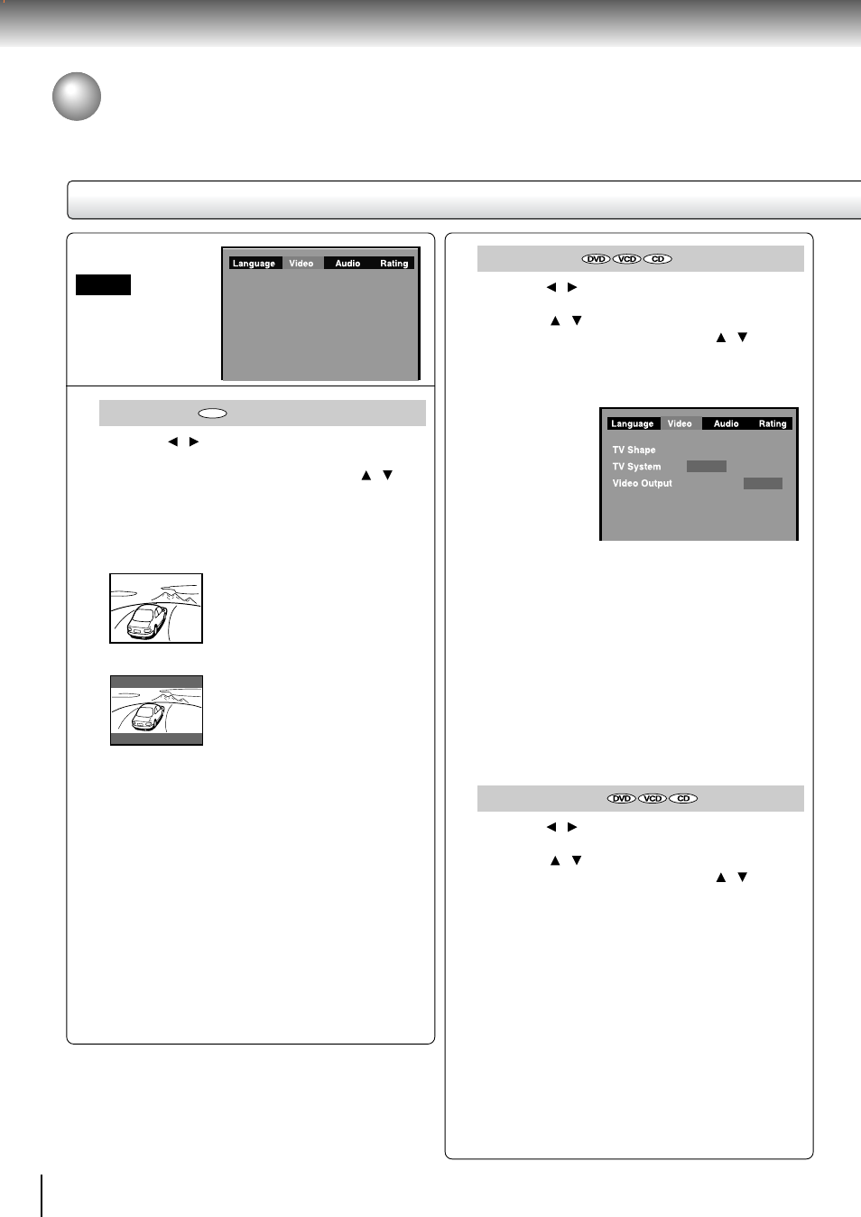 Customizing the function settings (continued), Setting details, Tv shape | Tv system, Video output | Toshiba SD-260SV User Manual | Page 52 / 61