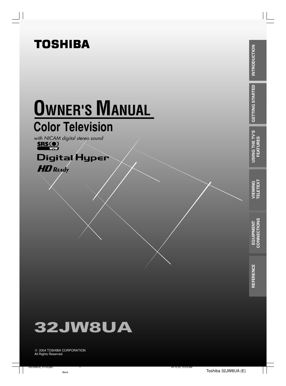 Toshiba 32JW8UA User Manual | 32 pages