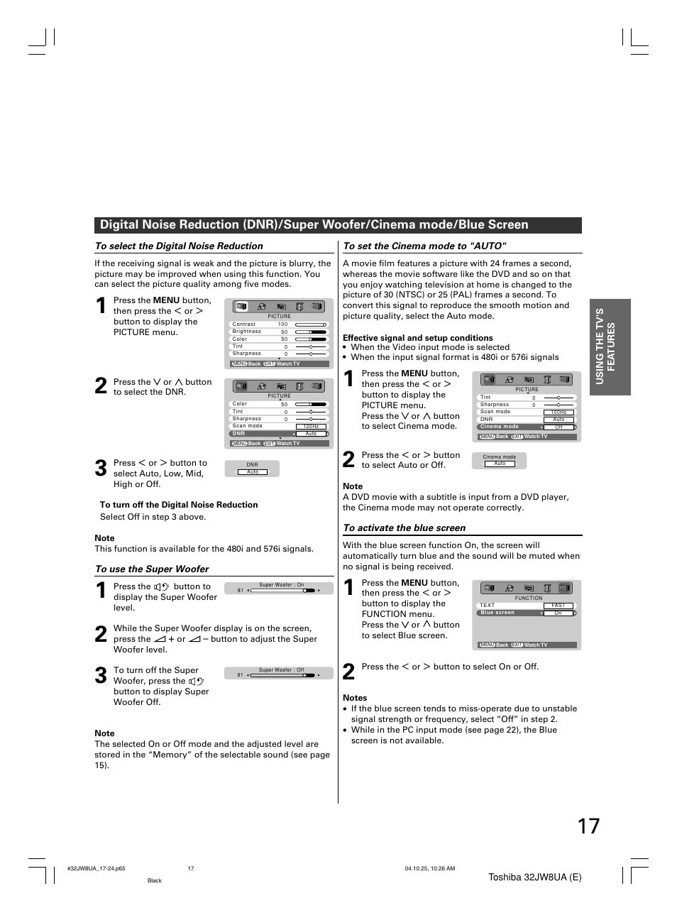 Toshiba 32JW8UA User Manual | Page 17 / 32