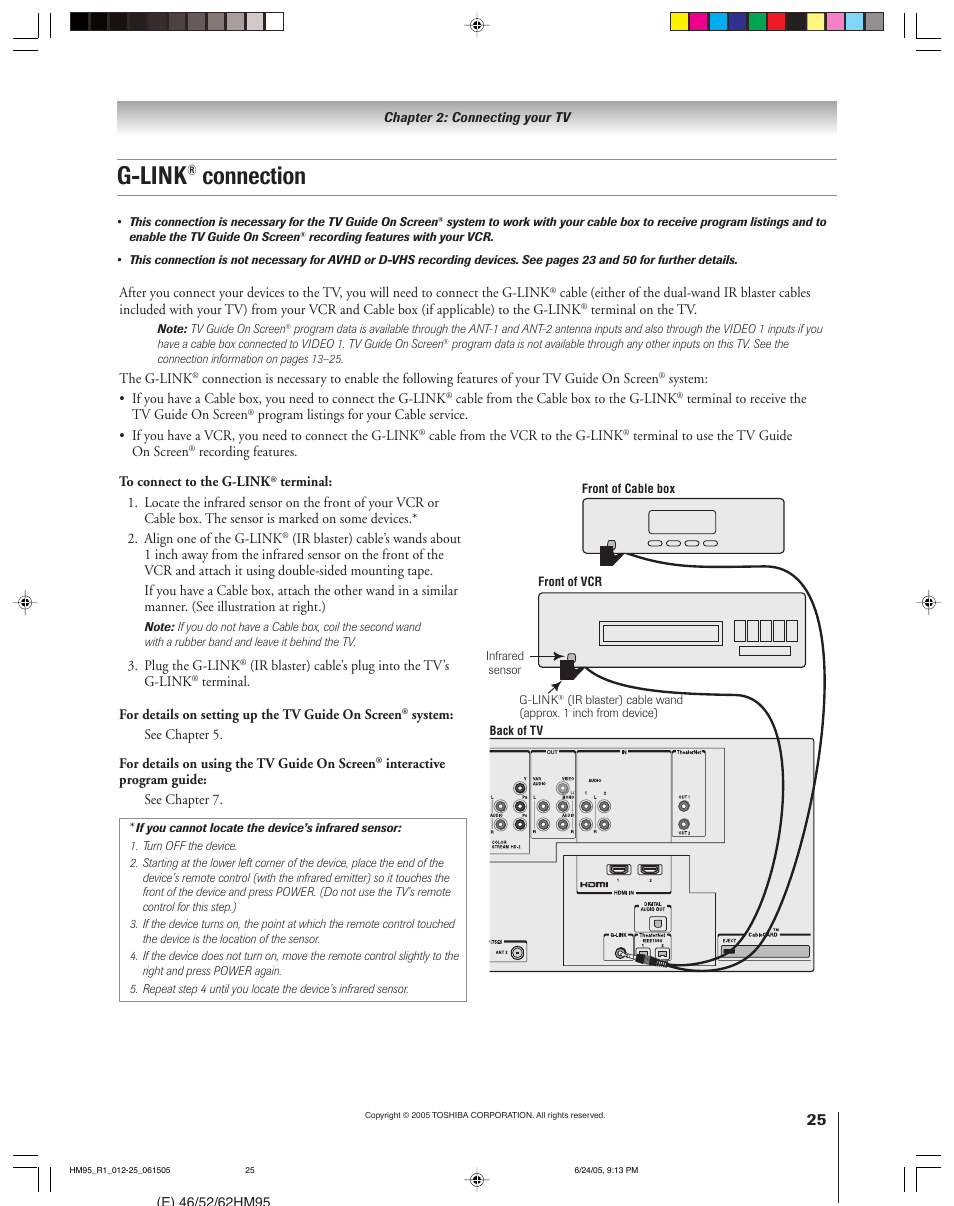 G-link, Connection | Toshiba DLP 52HM95 User Manual | Page 25 / 112