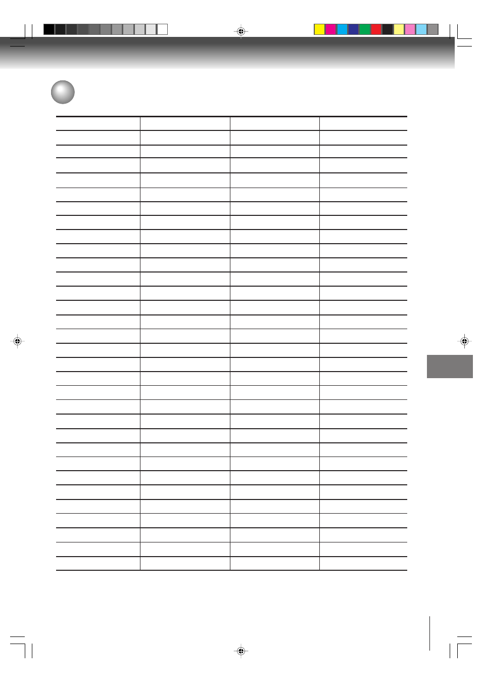 Language code list | Toshiba MD13P3 User Manual | Page 41 / 48