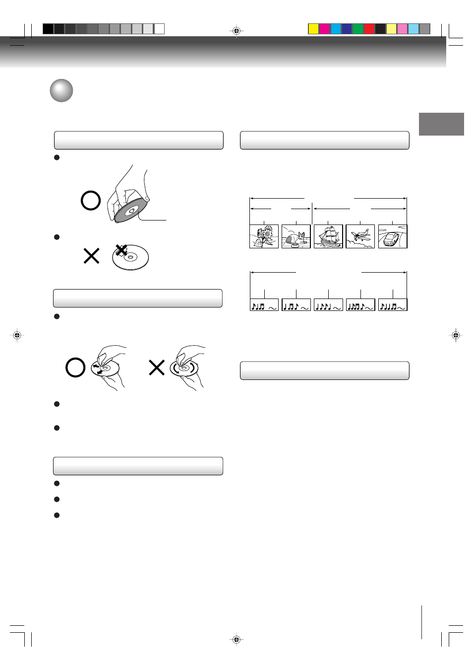 Structure of disc contents, On handling discs, On cleaning discs | On storing discs | Toshiba MD13P3 User Manual | Page 7 / 48